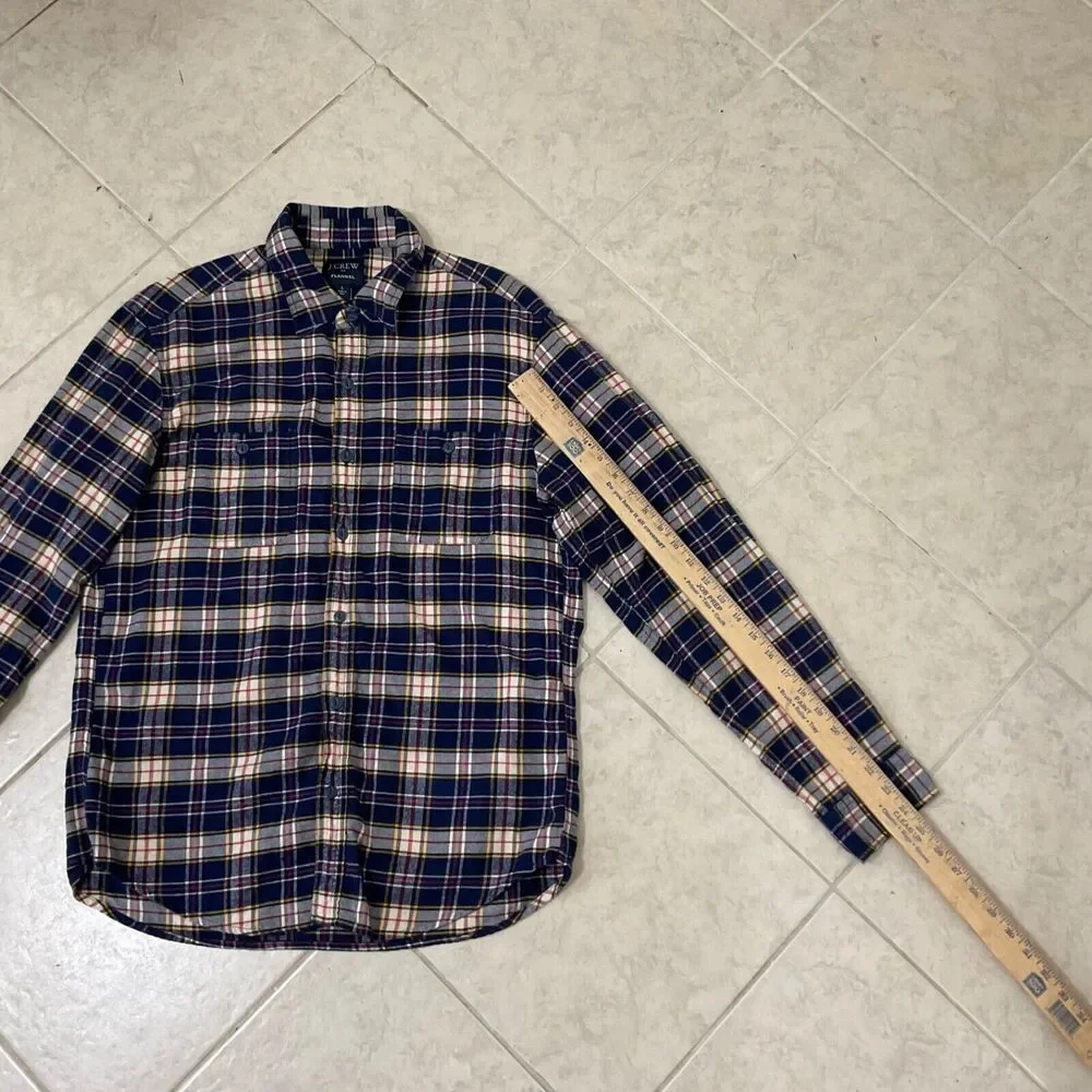 J.Crew Men's 100% Cotton Flannel Plaid  shirt men’s Large Blue/pink